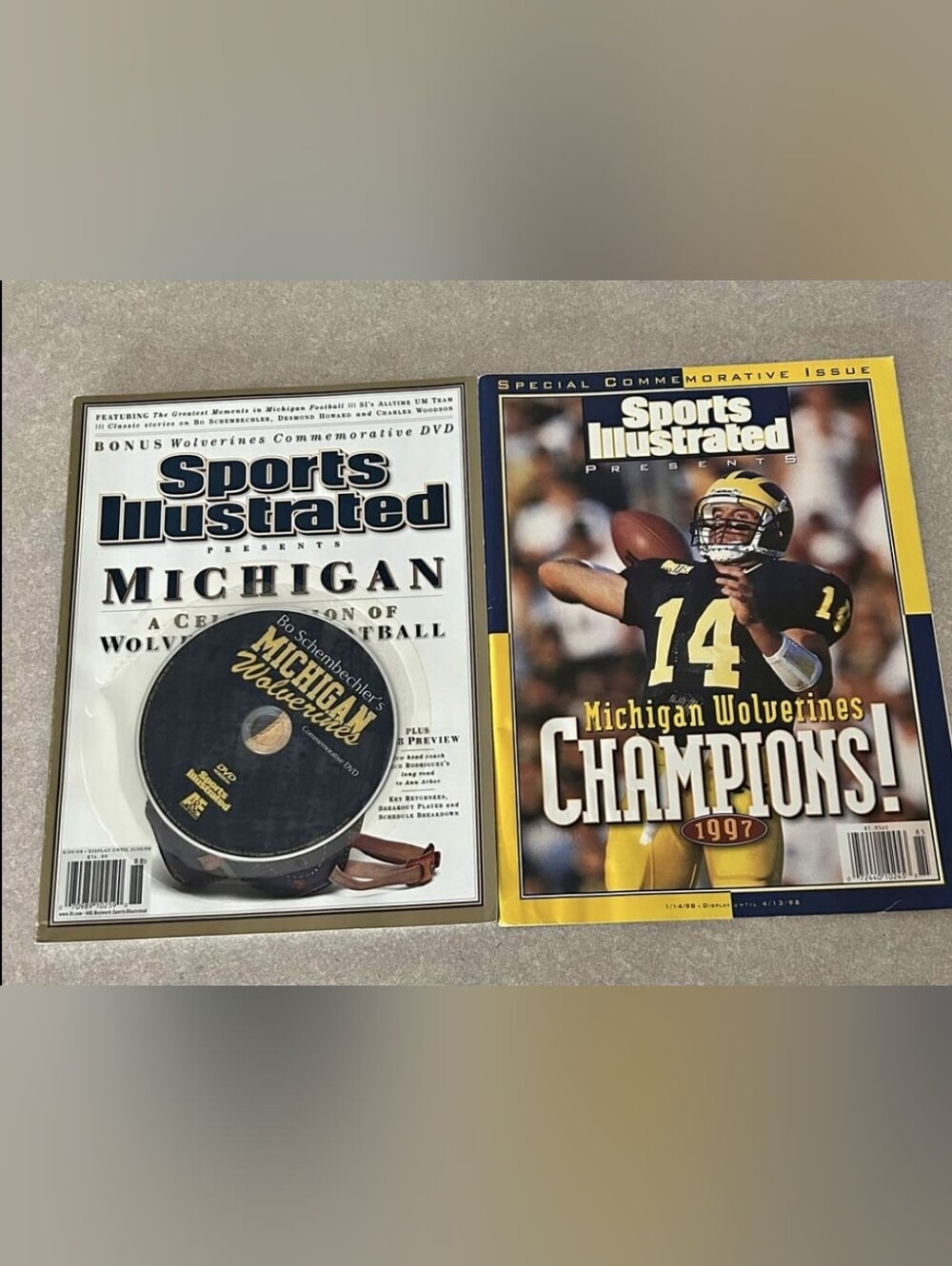 2 Sports Illustrated Michigan Wolverines Commemorative Magazines With Bonus DVD